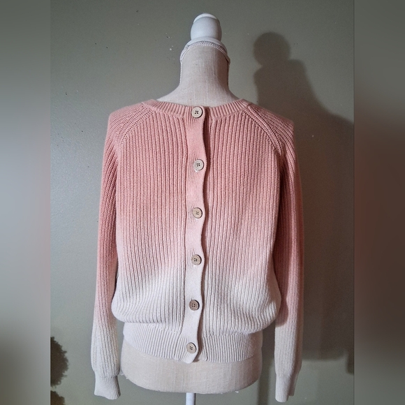 Lucky Brand - Ladies Ombre Dip Dye 100% Cotton Sweater - Buttoned Back M - Picture 3 of 11